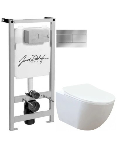 Комплект подвесной унитаз Creavit Free FE320-11CB00E-0000 + KC0903.02.0000E + система инсталляции Jacob Delafon E5504-NF + E4316-CP