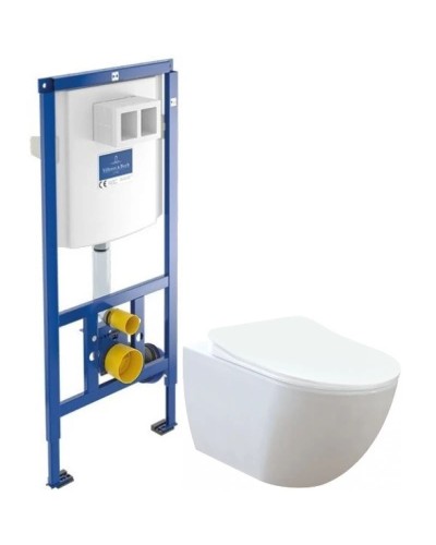 Комплект подвесной унитаз Creavit Free FE320-11CB00E-0000 + KC0903.02.0000E + система инсталляции Villeroy & Boch 92246100