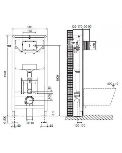Комплект подвесной унитаз Esbano Clavel ESUPCLAVW + система инсталляции Jacob Delafon E5504-NF + E4316-00