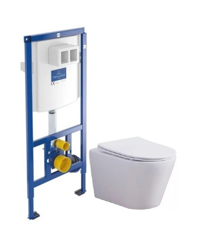 Комплект подвесной унитаз Esbano Clavel ESUPCLAVW + система инсталляции Villeroy & Boch 92246100