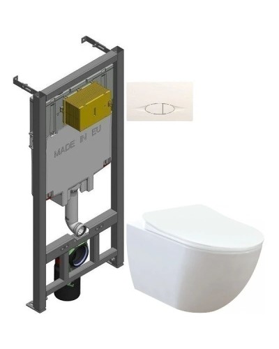 Комплект подвесной унитаз Creavit Free FE322-11CB00E-0000 + KC0903.02.0000E + система инсталляции Jacob Delafon E29025-NF + E29026-01R