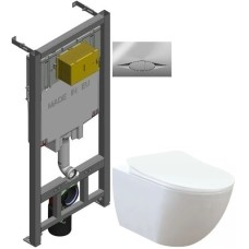 Комплект подвесной унитаз Creavit Free FE322-11CB00E-0000 + KC0903.02.0000E + система инсталляции Jacob Delafon E29025-NF + E29027-CP