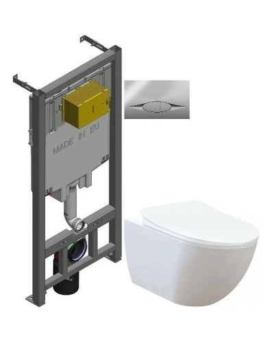 Комплект подвесной унитаз Creavit Free FE322-11CB00E-0000 + KC0903.02.0000E + система инсталляции Jacob Delafon E29025-NF + E29027-CP