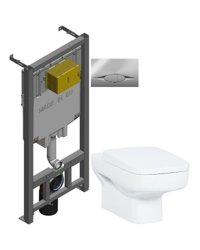 Комплект подвесной унитаз Creavit Sphinx SP320-11CB00E-0000 + KC1803.01.0000E + система инсталляции Jacob Delafon E29025-NF + E29027-CP