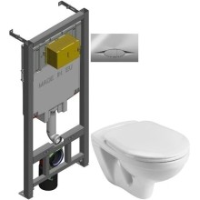 Комплект подвесной унитаз Santek Бореаль 1.WH30.2.205 + система инсталляции Jacob Delafon E29025-NF + E29027-CP