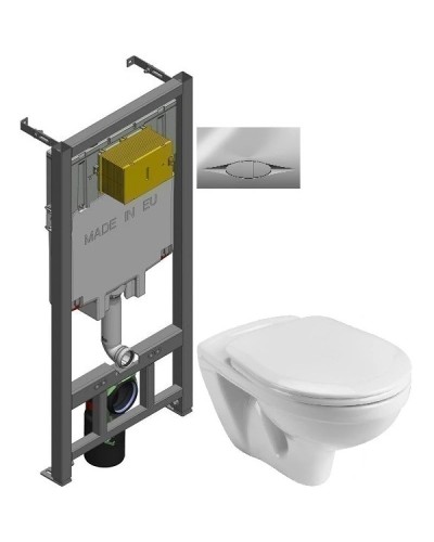 Комплект подвесной унитаз Santek Бореаль 1.WH30.2.205 + система инсталляции Jacob Delafon E29025-NF + E29027-CP