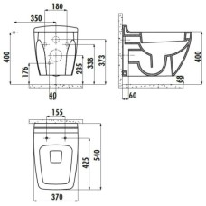 Комплект подвесной унитаз Creavit Bull BL320-11CB00E-0000 + KC0603.01.0000E + система инсталляции Grohe 38721001