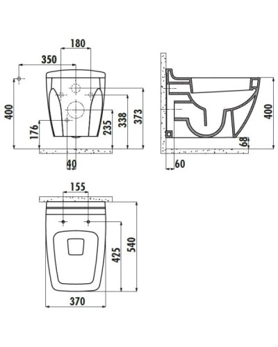 Комплект подвесной унитаз Creavit Bull BL320-11CB00E-0000 + KC0603.01.0000E + система инсталляции AlcaPlast AM101/11203:1RUSSETM70