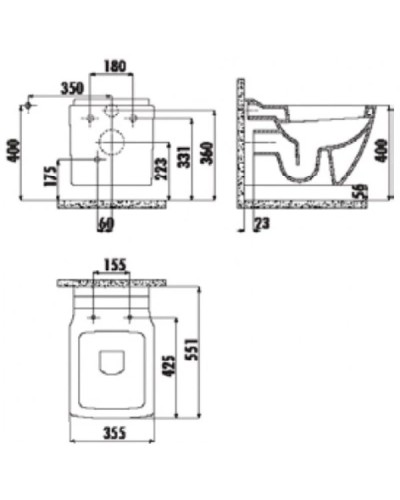 Комплект подвесной унитаз Creavit Trend TP324-11CB00E-0000 + KC2303.01.0000E + система инсталляции Villeroy & Boch 92246100