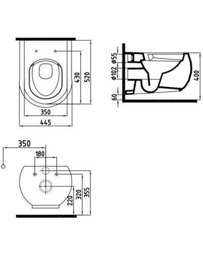 Комплект подвесной унитаз Bien Flash FLKA052N1VP0W3000 + система инсталляции Villeroy & Boch 92246100 + 92249068