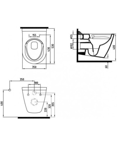 Комплект подвесной унитаз Bien Mineral MNKA052N1VP0W3000 + система инсталляции Villeroy & Boch 92246100 + 92249068