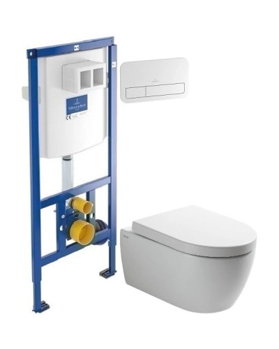 Комплект подвесной унитаз SSWW CT2038V + система инсталляции Villeroy & Boch 92246100 + 92249068