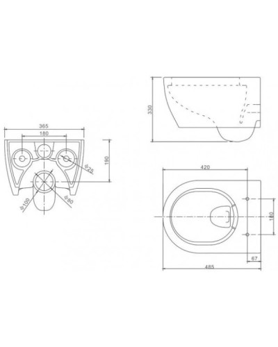 Комплект подвесной унитаз SSWW CT2038V + система инсталляции Villeroy & Boch 92246100 + 92249068