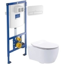 Комплект подвесной унитаз SSWW NC2038 + система инсталляции Villeroy & Boch 92246100 + 92249068