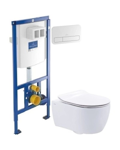 Комплект подвесной унитаз SSWW NC2038 + система инсталляции Villeroy & Boch 92246100 + 92249068