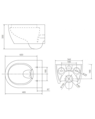 Комплект подвесной унитаз SSWW NC2038 + система инсталляции Villeroy & Boch 92246100 + 92249068