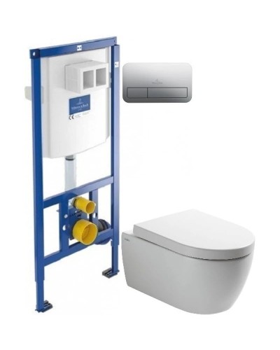 Комплект подвесной унитаз SSWW CT2038V + система инсталляции Villeroy & Boch 92246100 + 92249061