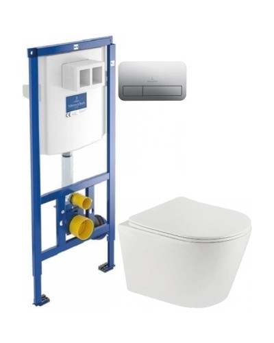 Комплект подвесной унитаз Teka Nexos 117320001 + система инсталляции Villeroy & Boch 92246100 + 92249061