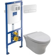 Комплект подвесной унитаз Noken Hotels N399999901 + N356330439 + система инсталляции Villeroy & Boch 92246100 + 92249068