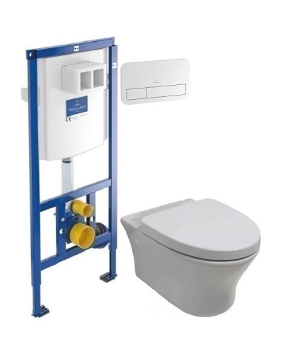 Комплект подвесной унитаз Noken Hotels N399999901 + N356330439 + система инсталляции Villeroy & Boch 92246100 + 92249068