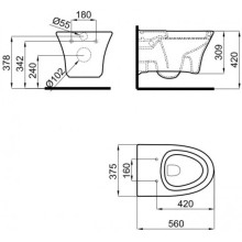 Комплект подвесной унитаз Noken Hotels N399999901 + N356330439 + система инсталляции Villeroy & Boch 92246100 + 92249068
