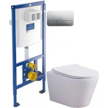 Комплект подвесной унитаз Esbano Clavel ESUPCLAVW + система инсталляции Villeroy & Boch 92246100 + 92249061
