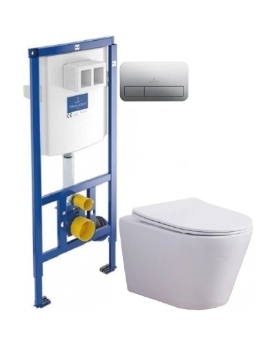 Комплект подвесной унитаз Esbano Clavel ESUPCLAVW + система инсталляции Villeroy & Boch 92246100 + 92249061