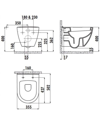 Комплект подвесной унитаз Creavit Terra TP325-11SI00E-0000 + KC0103.03.1300E + система инсталляции Jacob Delafon E5504-NF + E4316-00