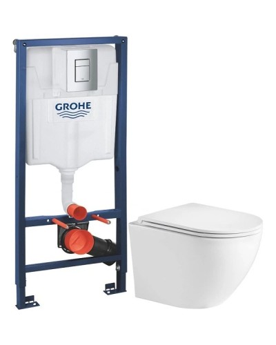 Комплект подвесной унитаз WeltWasser Merzbach 004GL-WT 10000003661 + система инсталляции Grohe 38772001