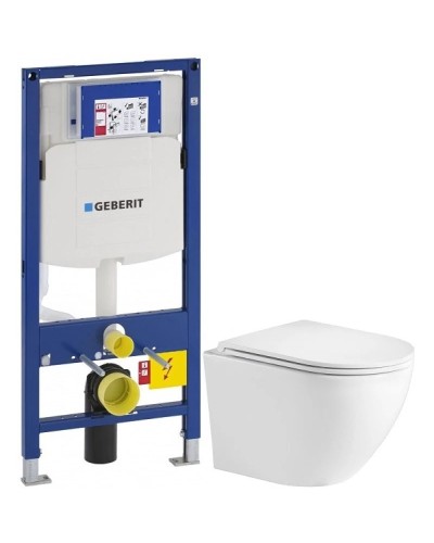Комплект подвесной унитаз WeltWasser Merzbach 004GL-WT 10000003661 + система инсталляции Geberit 111.300.00.5