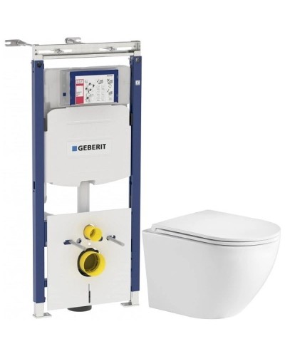 Комплект подвесной унитаз WeltWasser Merzbach 004GL-WT 10000003661 + система инсталляции Geberit 111.362.00.5