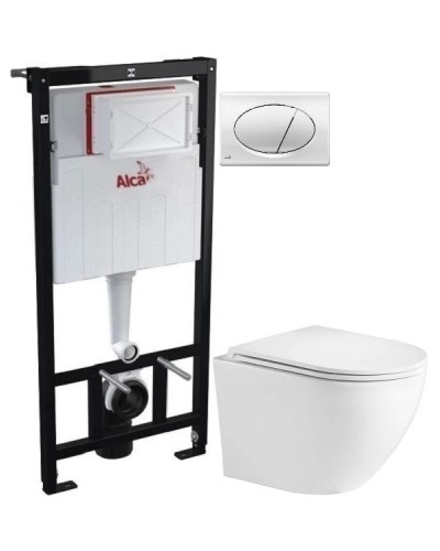 Комплект подвесной унитаз WeltWasser Merzbach 004GL-WT 10000003661 + система инсталляции AlcaPlast AM101/11203:1RUSSETM71
