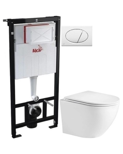 Комплект подвесной унитаз WeltWasser Merzbach 004GL-WT 10000003661 + система инсталляции AlcaPlast AM101/11203:1RUSSETM70