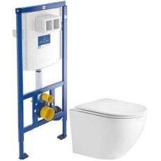 Комплект подвесной унитаз WeltWasser Merzbach 004GL-WT 10000003661 + система инсталляции Villeroy & Boch 92246100