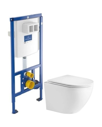 Комплект подвесной унитаз WeltWasser Merzbach 004GL-WT 10000003661 + система инсталляции Villeroy & Boch 92246100