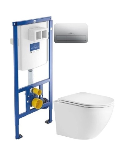 Комплект подвесной унитаз WeltWasser Merzbach 004GL-WT 10000003661 + система инсталляции Villeroy & Boch 92246100 + 92249061