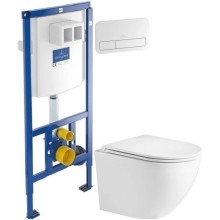 Комплект подвесной унитаз WeltWasser Merzbach 004GL-WT 10000003661 + система инсталляции Villeroy & Boch 92246100 + 92249068