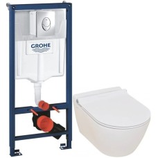 Комплект подвесной унитаз Serel Smart SM25SL + система инсталляции Grohe 38721001