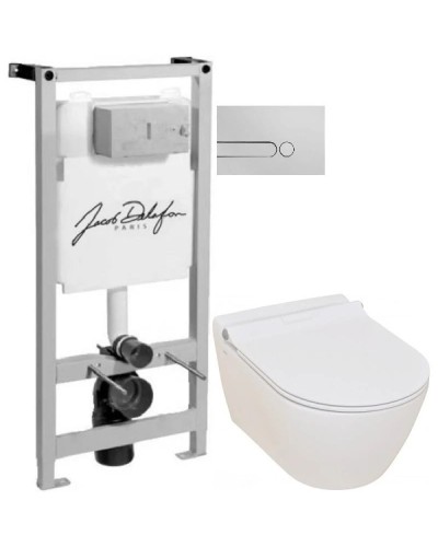 Комплект подвесной унитаз Serel Smart SM25SL + система инсталляции Jacob Delafon E5504-NF + E4326-CP