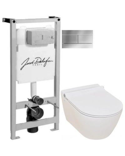 Комплект подвесной унитаз Serel Smart SM25SL + система инсталляции Jacob Delafon E5504-NF + E4316-CP