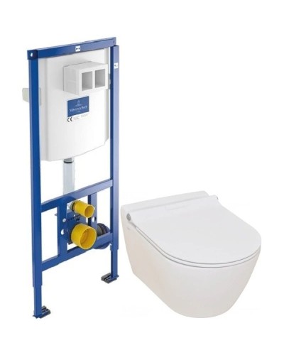 Комплект подвесной унитаз Serel Smart SM25SL + система инсталляции Villeroy & Boch 92246100