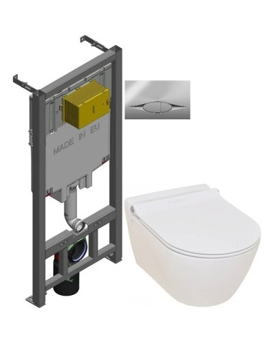 Комплект подвесной унитаз Serel Smart SM25SL + система инсталляции Jacob Delafon E29025-NF + E29027-CP