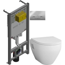 Комплект подвесной унитаз Am.Pm Spirit 2.0 C701738WH + C707857WH + система инсталляции Jacob Delafon E29025-NF + E29027-CP