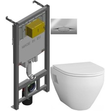 Комплект подвесной унитаз Am.Pm Spirit 2.0 C701738WH + C707857WH + система инсталляции Jacob Delafon E29025-NF + E29027-CP