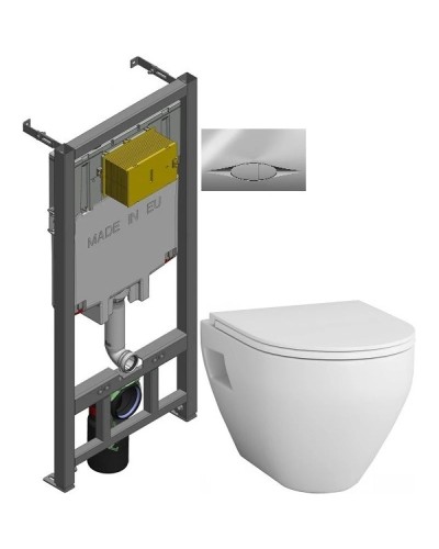 Комплект подвесной унитаз Am.Pm Spirit 2.0 C701738WH + C707857WH + система инсталляции Jacob Delafon E29025-NF + E29027-CP