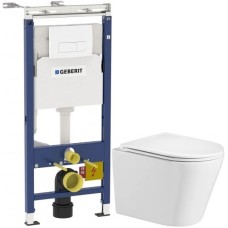Комплект подвесной унитаз WeltWasser Salzbach 004GL-WT 10000003666 + система инсталляции Geberit 458.125.11.1