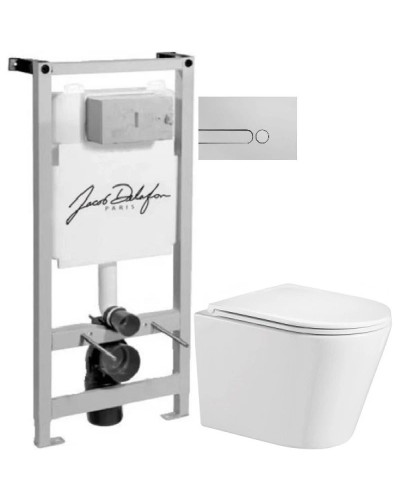 Комплект подвесной унитаз WeltWasser Salzbach 004GL-WT 10000003666 + система инсталляции Jacob Delafon E5504-NF + E4326-CP