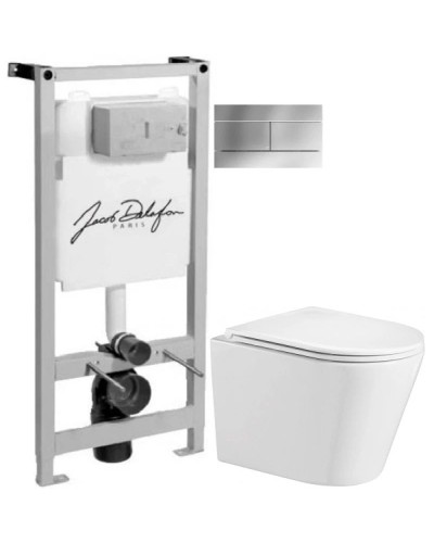 Комплект подвесной унитаз WeltWasser Salzbach 004GL-WT 10000003666 + система инсталляции Jacob Delafon E5504-NF + E4316-CP
