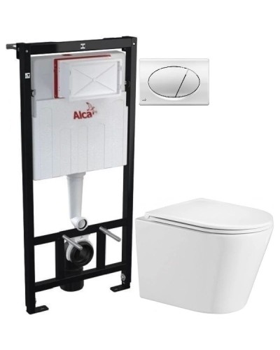Комплект подвесной унитаз WeltWasser Salzbach 004GL-WT 10000003666 + система инсталляции  AlcaPlast AM101/11203:1RUSSETM71