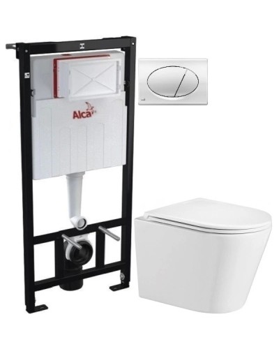 Комплект подвесной унитаз WeltWasser Salzbach 004GL-WT 10000003666 + система инсталляции  AlcaPlast AM101/11203:1RUSSETM70